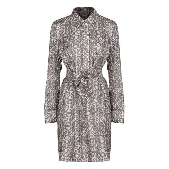 MAX MARA Monogram Print Belted Shirt Dress Women GREY Dresses